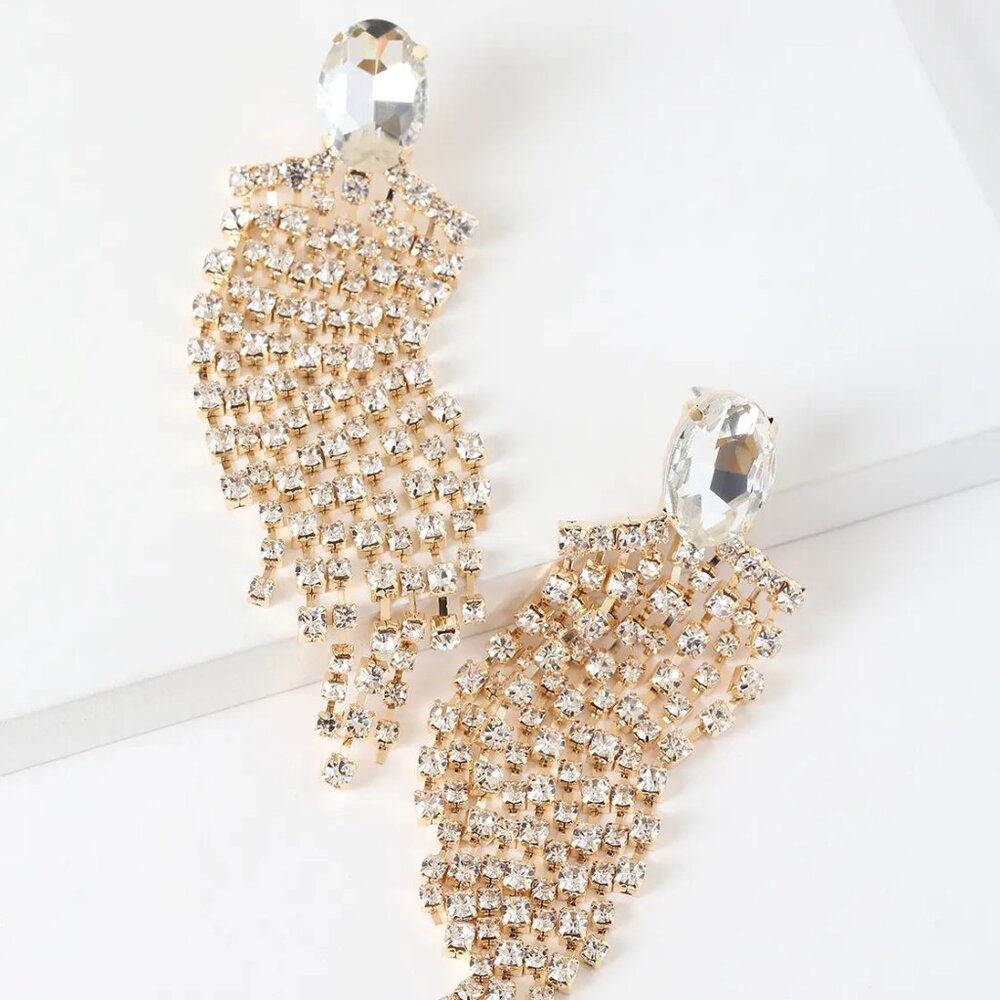 Gilda Gold Rhinestone Statement Earrings